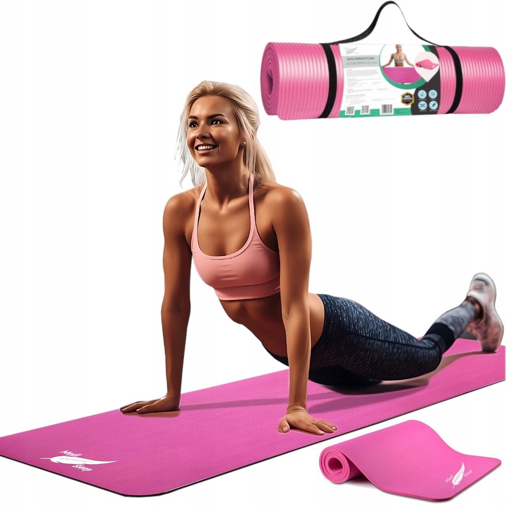 Mata do ćwiczeń, jogi, gimnastyczna, Fitnessu różowa Medi Zdjęcie produktu 