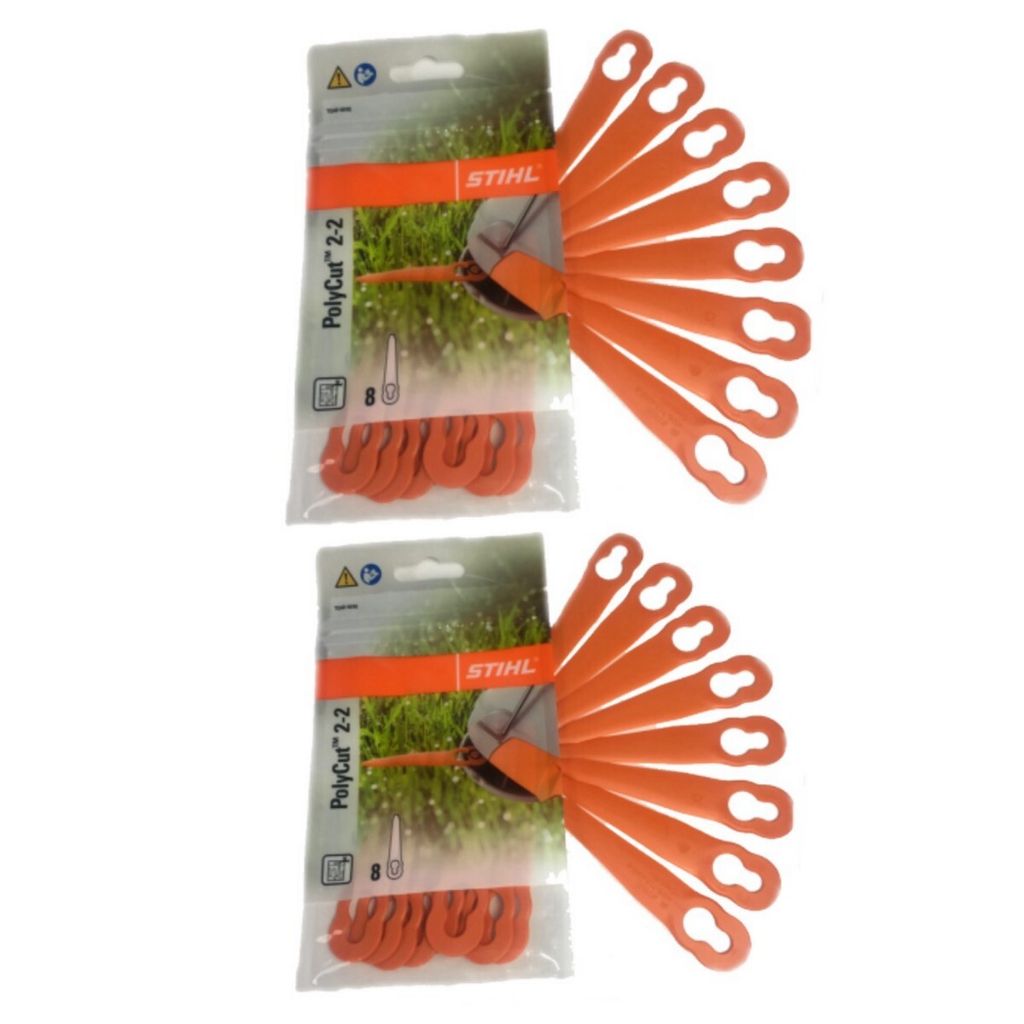 Two packages of Stihl PolyCut 2-2 plastic blades for a grass trimmer.