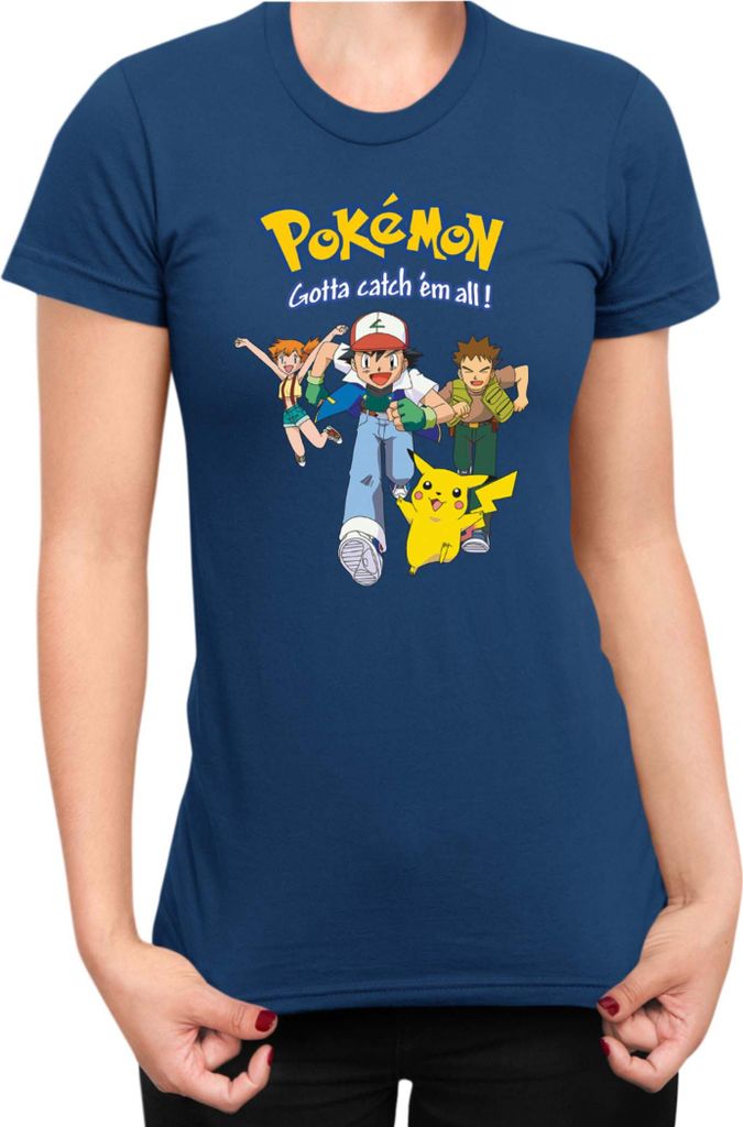 Damen T-Shirt Japan Manga Anime Comics Pokemon 010, Lady M / Dunkelblau