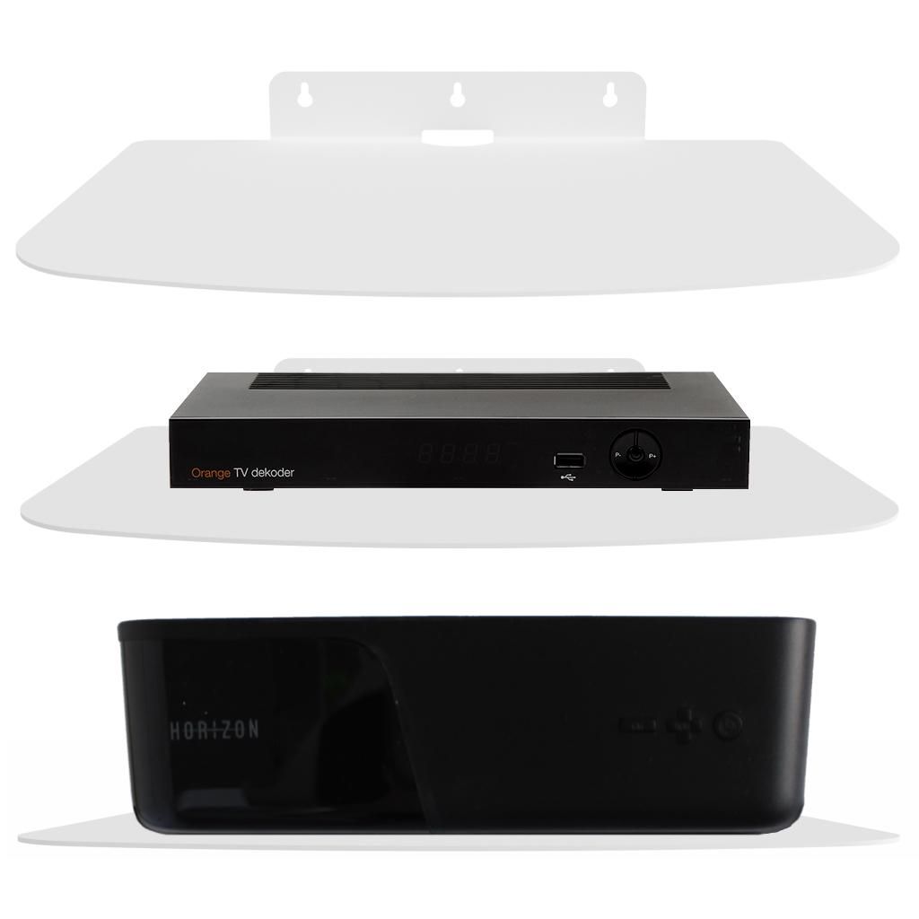 Massives Metall Wandregal mit Halterung für TV/SAT-Receiver, WLAN-Router, Switch, Konsole, DVD-Player, Blu-ray-Player, Groß Weiß