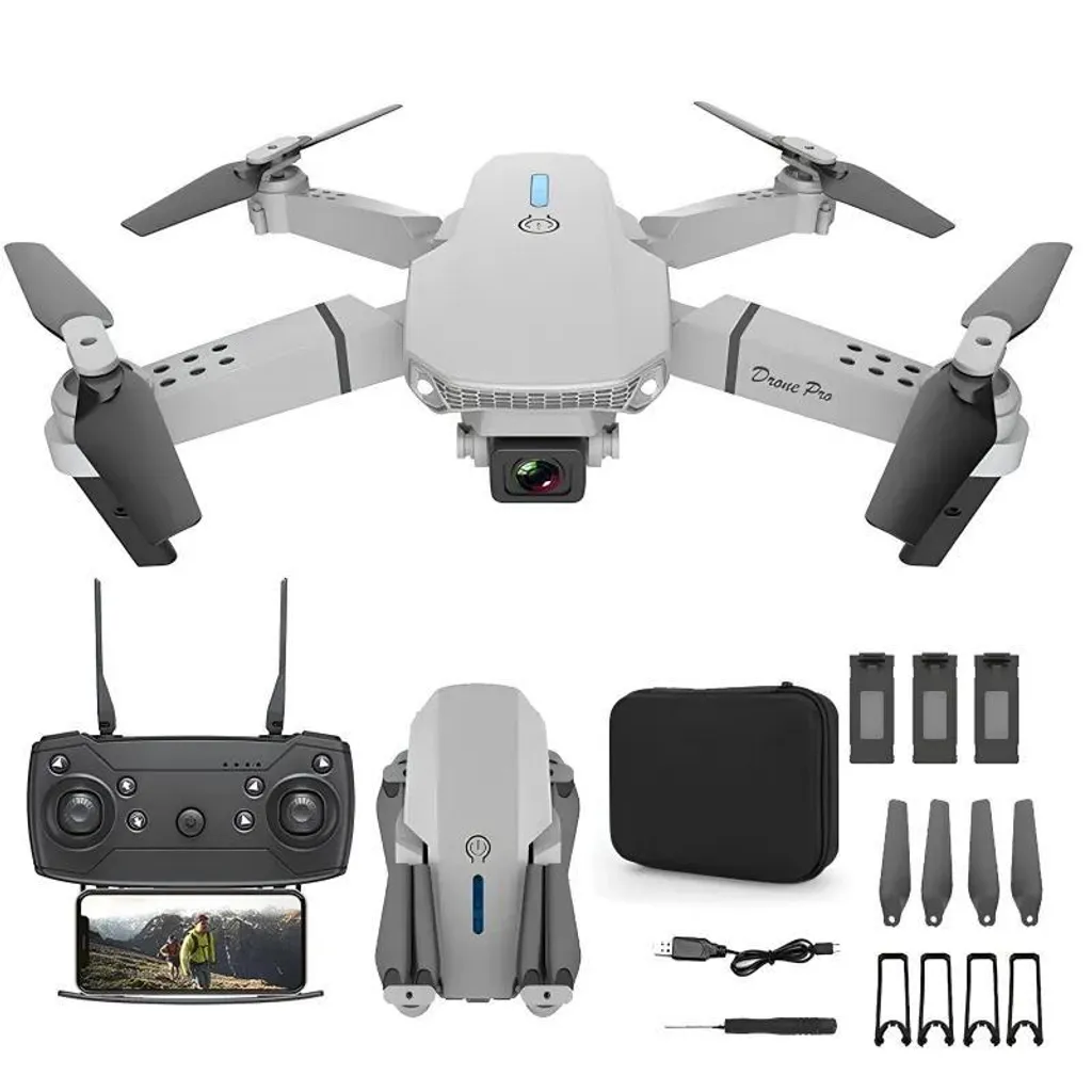 Drone E88 Pro Haute Autonomie 1800mAh - Kit Complet avec 3 Batteries