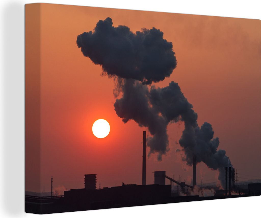 OneMillionCanvasses - Leinwandbilder - 140x90 cm, Industriehorizont bei Sonnenuntergang in Duisburg, Wandbilder Kunstdruck Wanddekoration - Foto ...