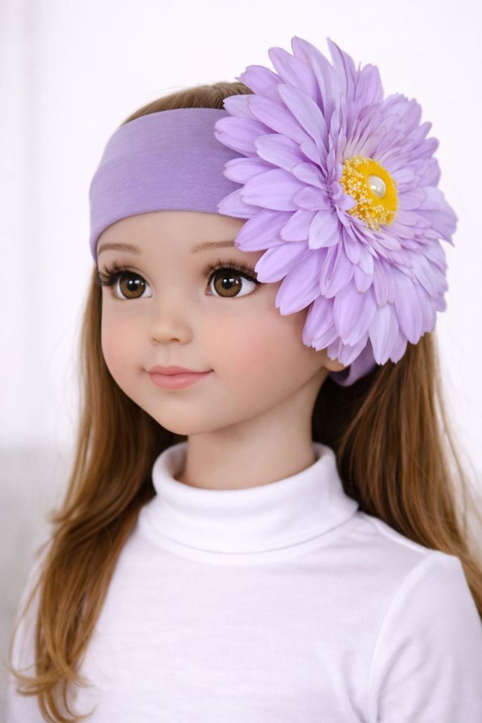 Gigis Bandana Mädchen Flieder – mit Blume –  Kinder 5–8 Produktbild 