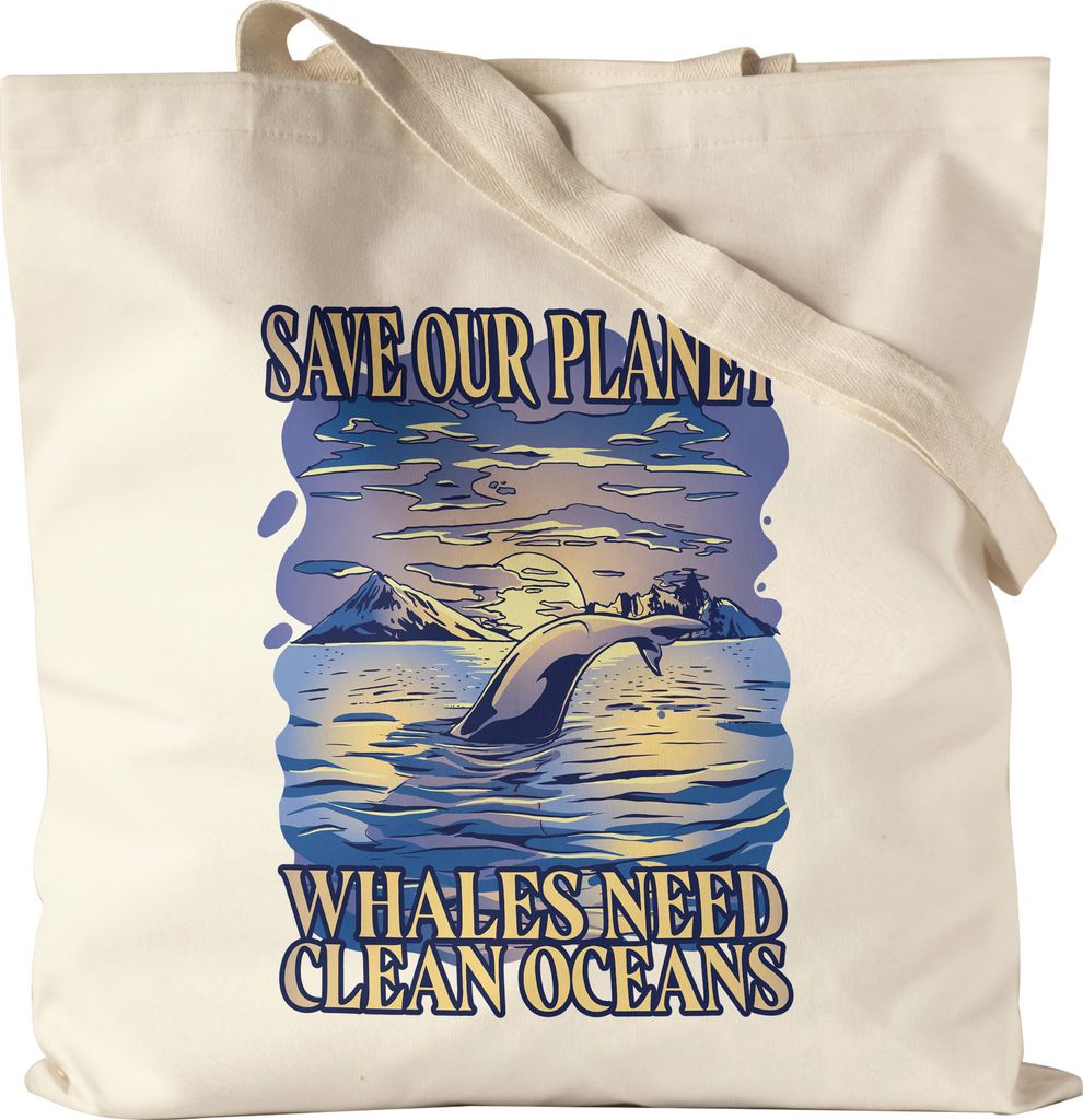 Save Our Planet Whales Need Clean Oceans Jutebeutel Stoffbeutel Canvas Naturschutz Umweltverschmutzung Ozean