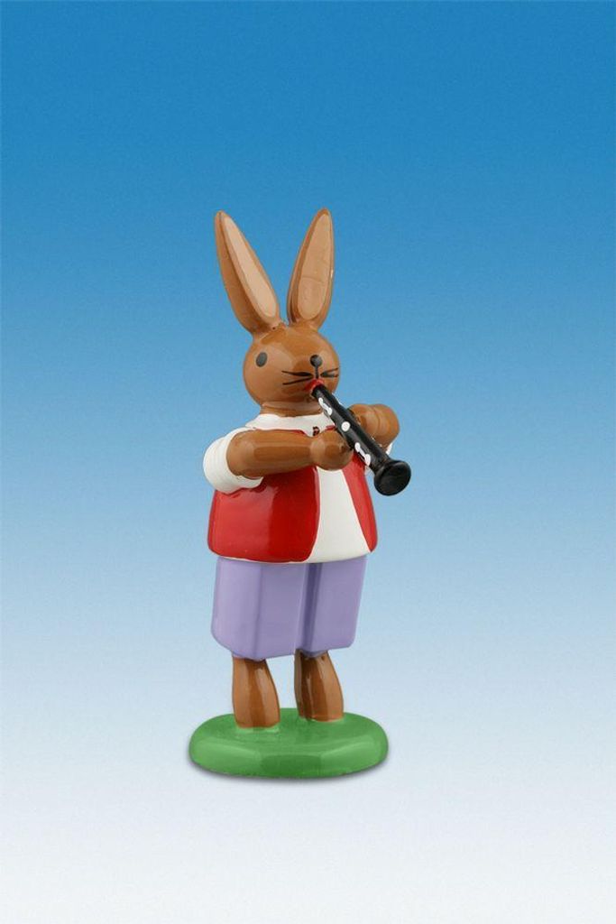 Osterdekoration Osterhase mit Klarinette Höhe 7,5cm NEU