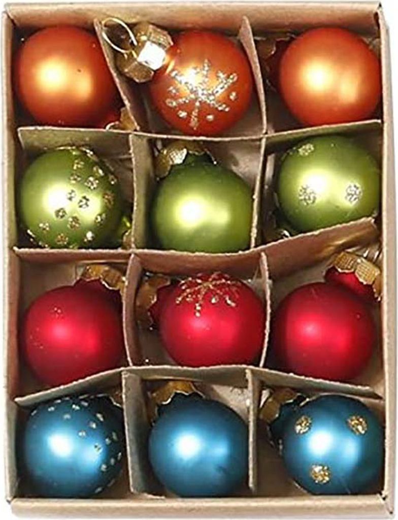 Weihnachtskugeln MilleFiori | Ø 2 cm | 12 Stück | Glas | Buntes Dekor
