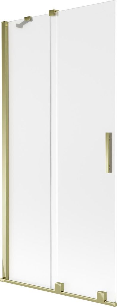 Mexen Velar Badewannenfaltwand, 2-flügelig, schiebbar 95 x 150 cm, mattiert, gold - 896-095-000-31-50
