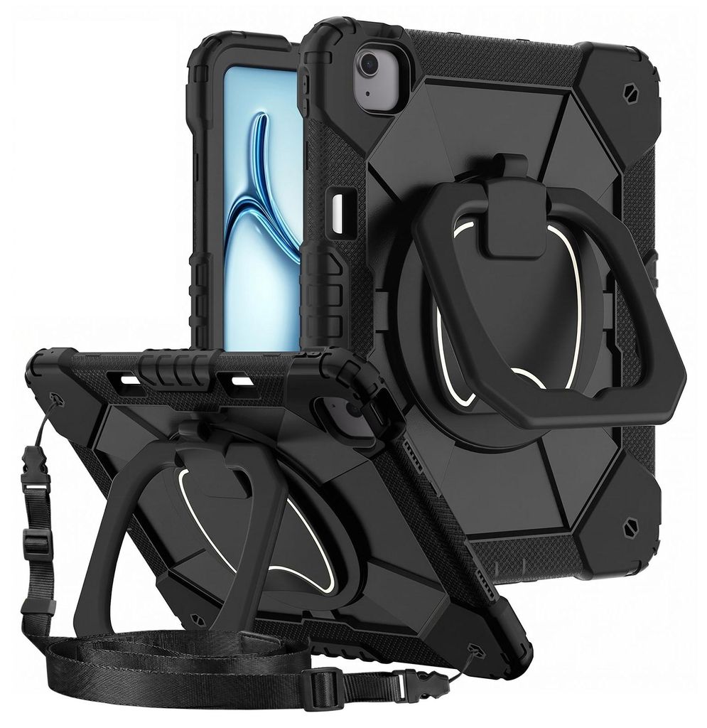 Avizar, Stoßfeste Hülle für iPad Air 13 2024 / 2025 / M4 2026 mit Griff und Standfunktion, Schwarz