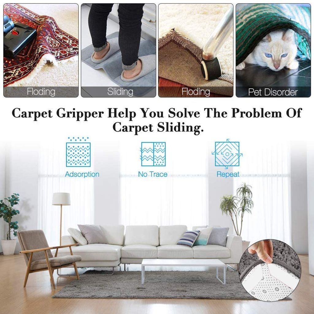 abwaschbar 4 Stück rutschfeste Teppich Ecken,Anti Rutsch Matte für Teppiche 