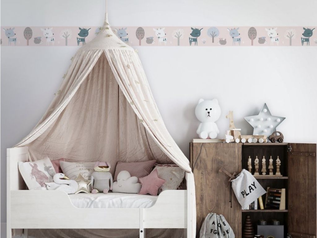 Niedliche Kinderbordüre aus Vinyl REHE Rosa