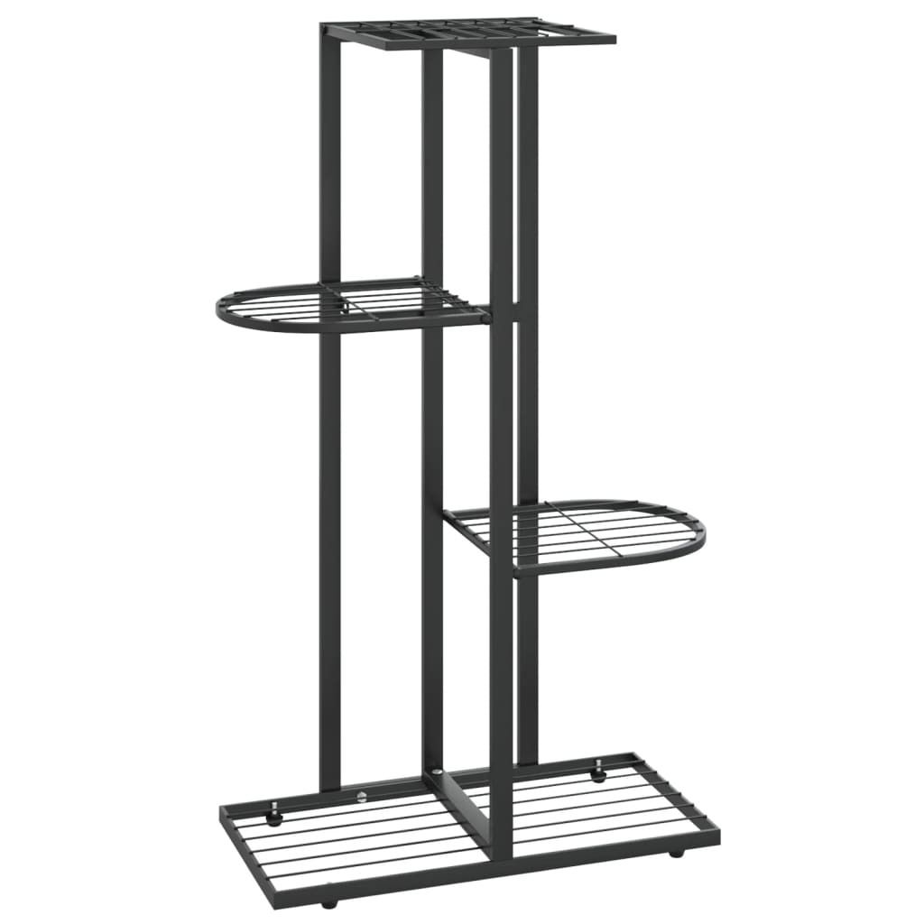 vidaXL Stojak na kwiaty 4-poziomowy 43x22x76 cm czarny Zdjęcie produktu 