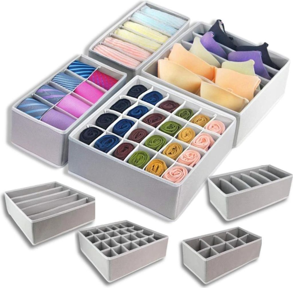 Kleiderschrank-Schubladen-Organizer, 4-in-1-Unterwäscheset mit faltbaren Fächern