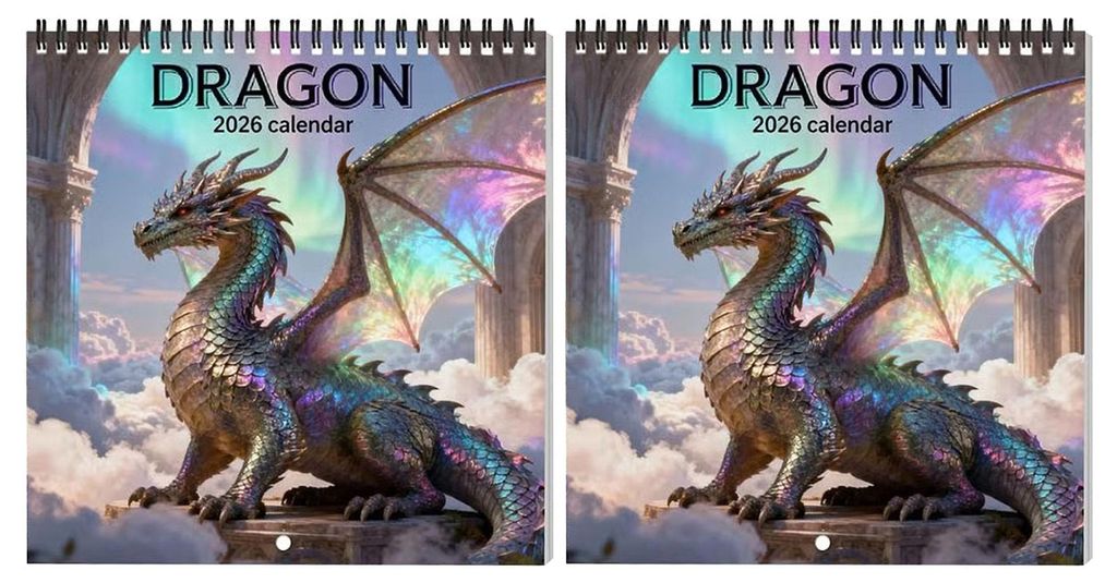 Drachen-Wandkalender 2026, 12-Monats-Fantasy-Kalender, Spiralbindung, vertikaler Monatsplaner für Zuhause und Büro, Geschenk für Drachenliebhaber