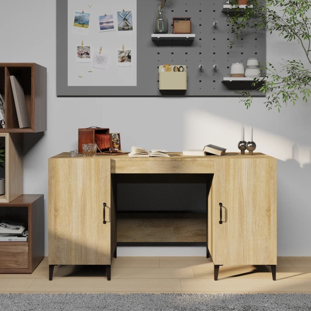 vidaXL Schreibtisch Sonoma Eiche 140x50x75 cm Holzwerkstoff - Schreibtisch - Schreibtische - Bürotisch - Computertisch