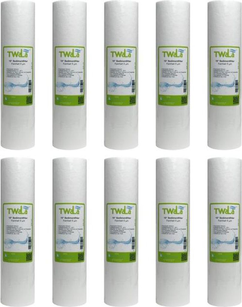 10x TWaLa 10' Sediment Trinkwasser Filter für Umkehrosmose, Brunnenwasser Wasserfilter 5 μm