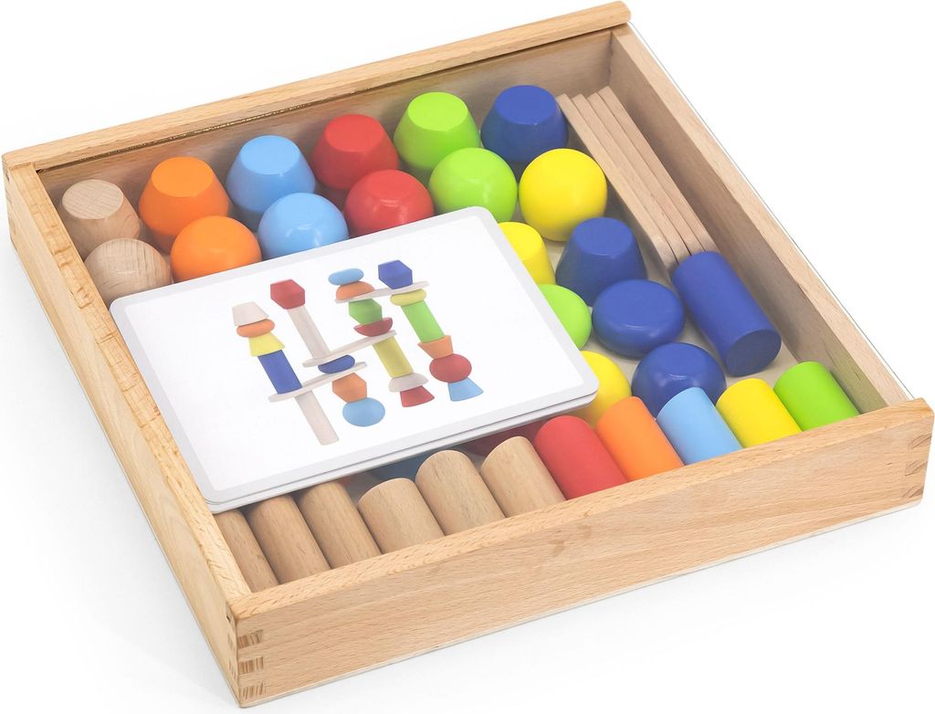 Viga Holz-Puzzle mit geometrischen Blöcken, 52 Teile.