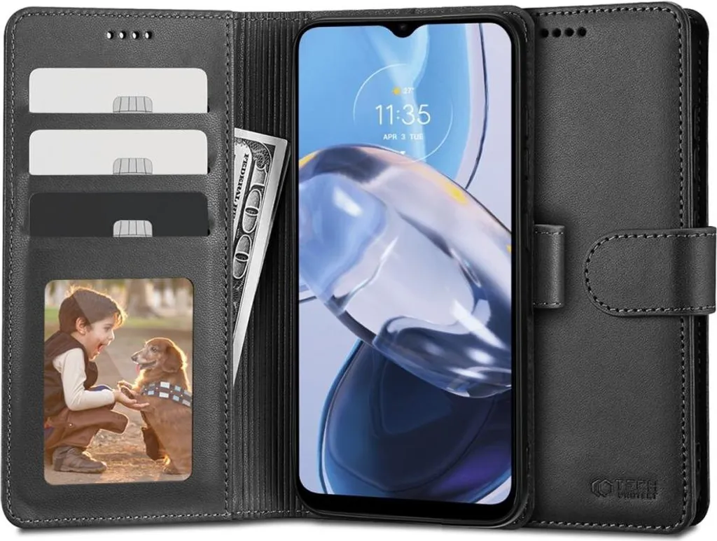 Portafoglio Tech-Protect Motorola Moto E22 / E22i Nero | Custodia Libro