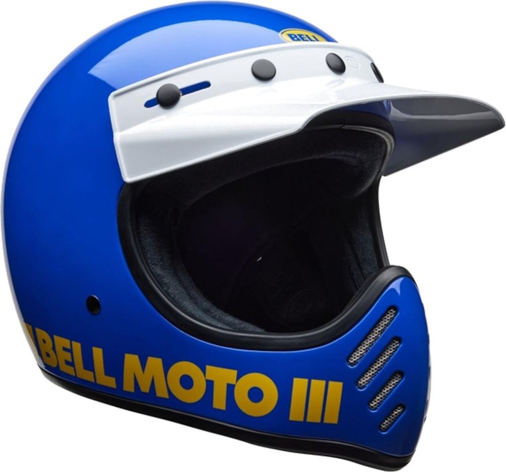 Bell Moto-3 Classic Motocross Helm, blau/weiß/gelb, L (59/60)