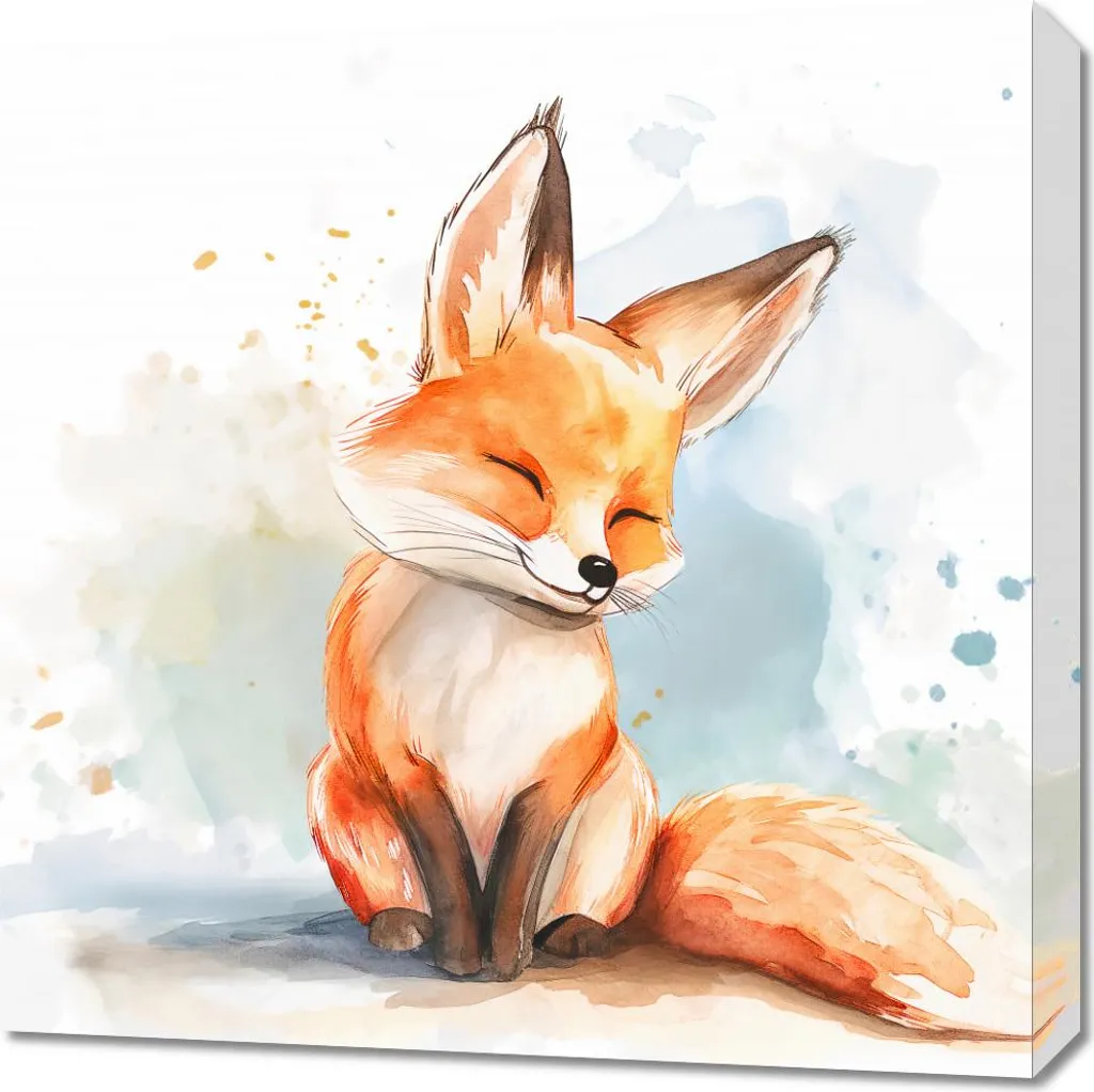 Toile Renard Satisfait Haute Définition 60x60 cm - Impression Fine Art