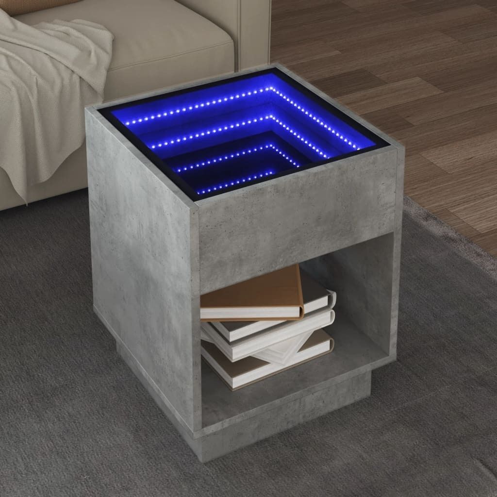 Maison Exclusive - Couchtisch mit Infinity-LED Betongrau 40x40x50 cm