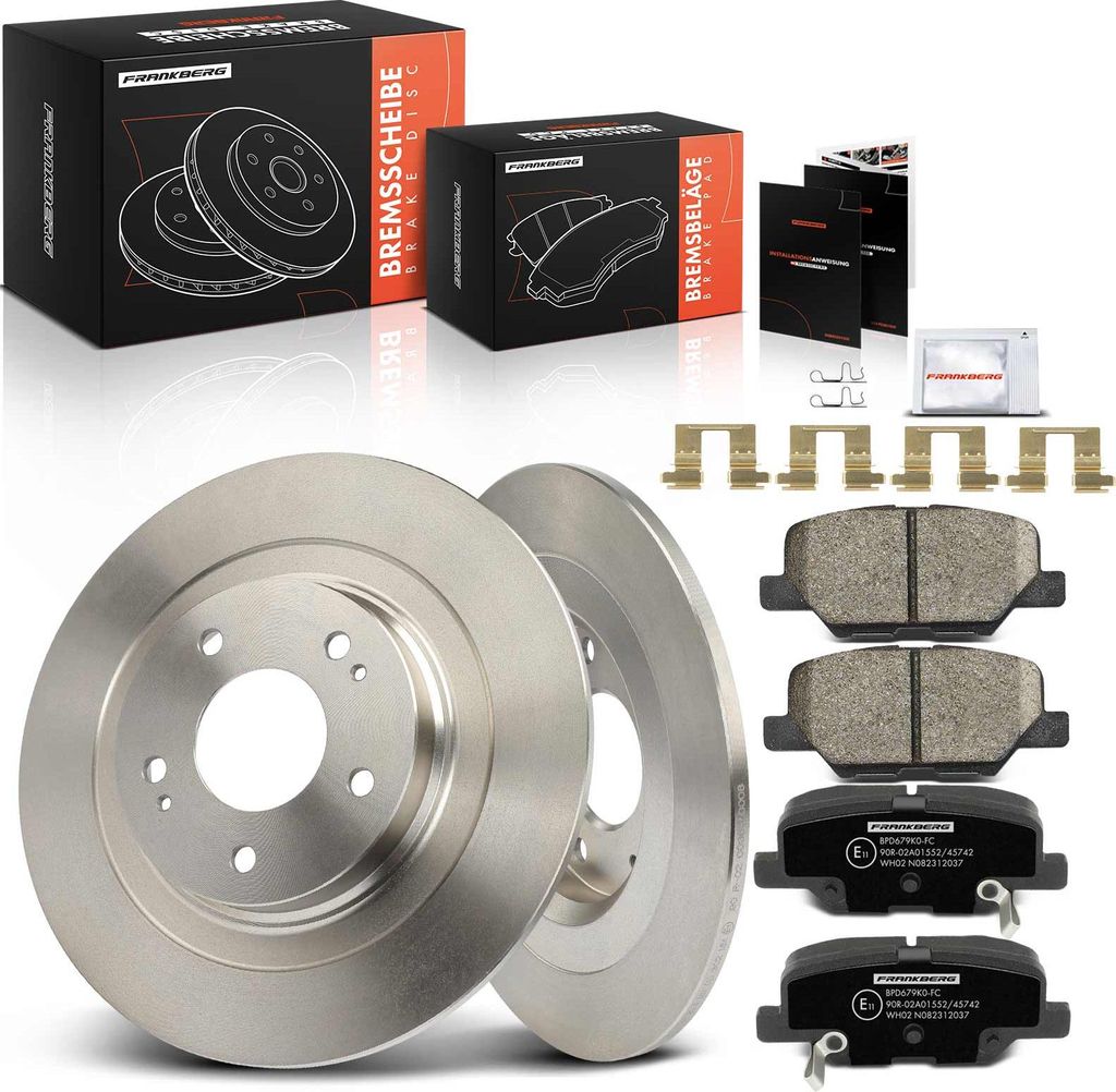 Frankberg 2x Bremsscheiben 4x Bremsbeläge Hinterachse für Citroën C4 Aircross Mitsubishi ASX Van Outlander III Peugeot