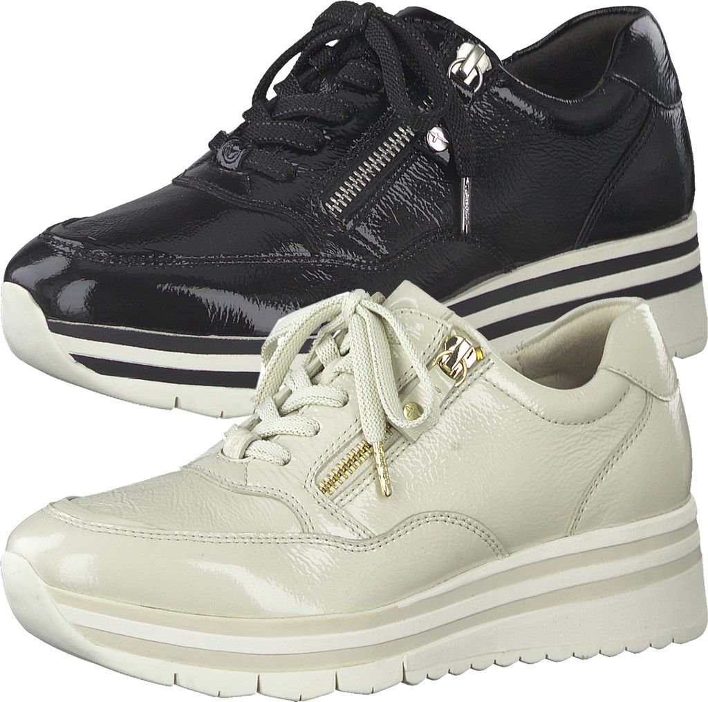 Tamaris Damen Schnürschuhe Plateau Halbschuhe Leder 1-23707-26, Größe:36 EU, Farbe:Beige