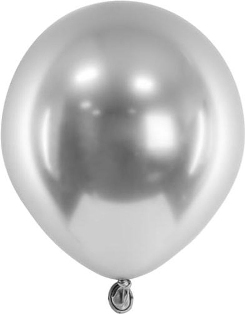 CHROM-SILBERNE BALLONS, klein, für Girlanden, 12 cm, 5 Zoll, 50 Stück, PartyDeco