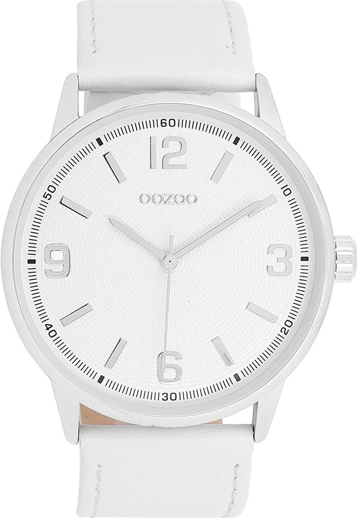 Oozoo Armbanduhr weiß Leder Timepieces Damen-Herren Analog-Quarzuhr UOC11500