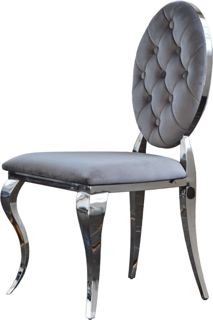 KAWOLA Stuhl LINDA Esszimmerstuhl Barock Velvet grau Produktbild 