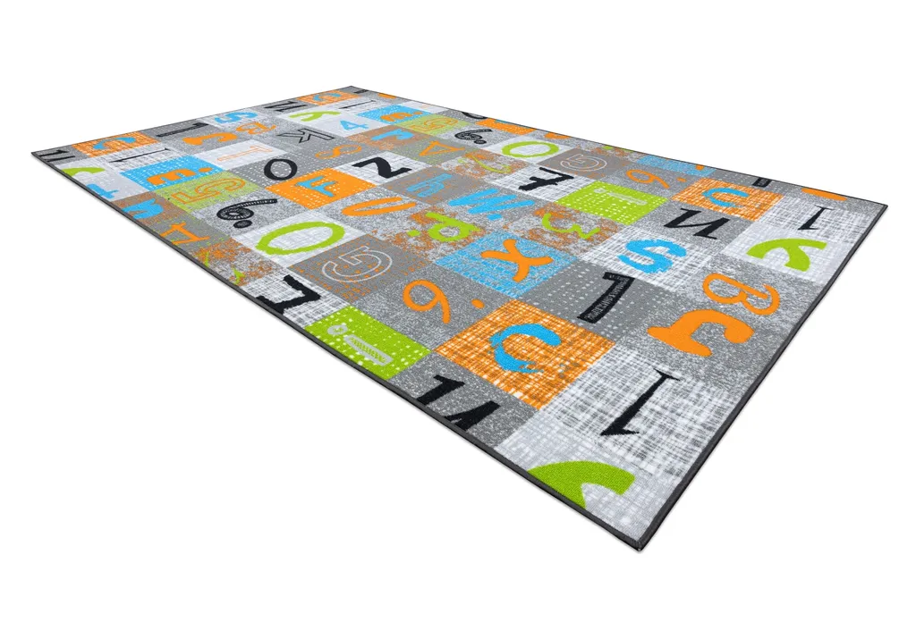 Tapis de jeux pour enfant JUMPY Alphabet Gris et Orange de 100x200 cm