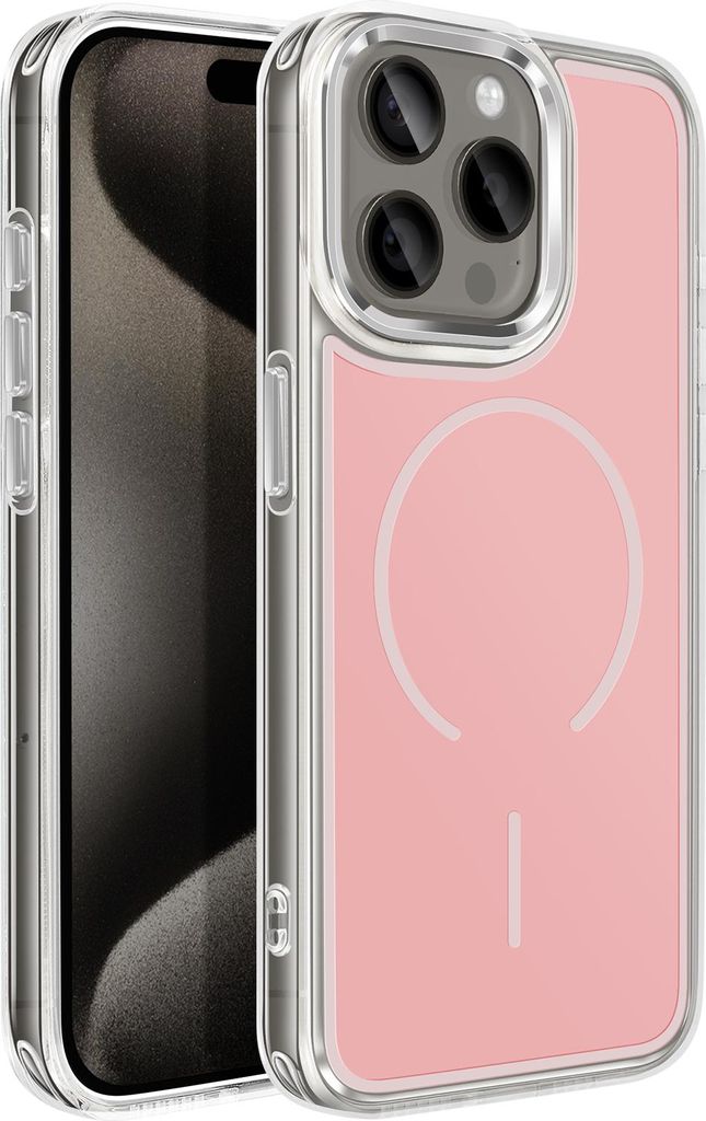 Avizar, MagSafe Hülle für iPhone 15 Pro Hybrid Verstärkte Schutzhülle, Rosa