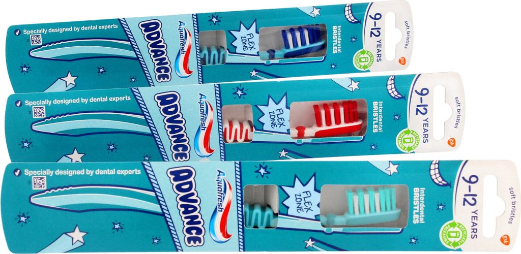 Aquafresh Kinderzahnbürste Advanced, für Kinder von 9-12 Jahren, 1 Stück