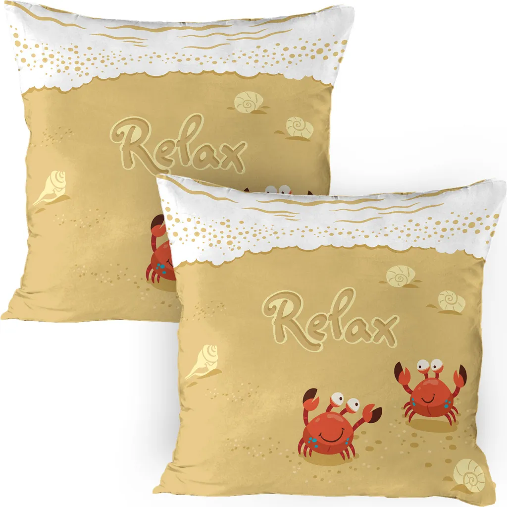 Set 2 Federe 80x80 ABAKUHAUS Granchi Marrone Sabbia | Decor Casa Mare
