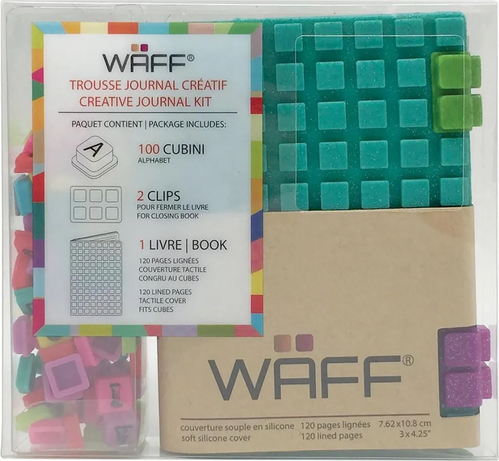 Journal Waff en Silicone Vert Scintillant - Petit Format A7 modulable
