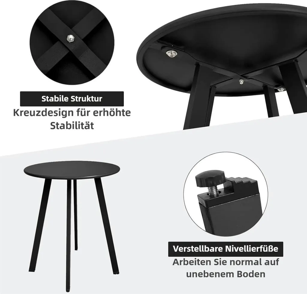 Petite Table Métal Noir Imperméable et Résistante pour le Jardin - 4