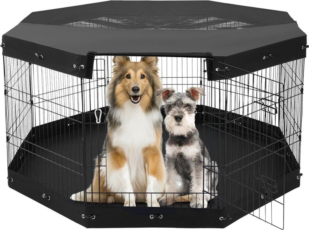 Hundespielplatz 8-teiliger faltbarer Metall-Hundespielplatz mit Polsterbezug, 76 cm hoch