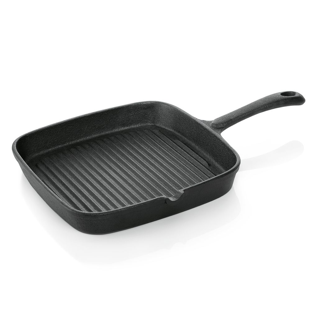 Grillpfanne, geriffelt, Gusseisen unbeschichtet, 22x22 cm Produktbild 