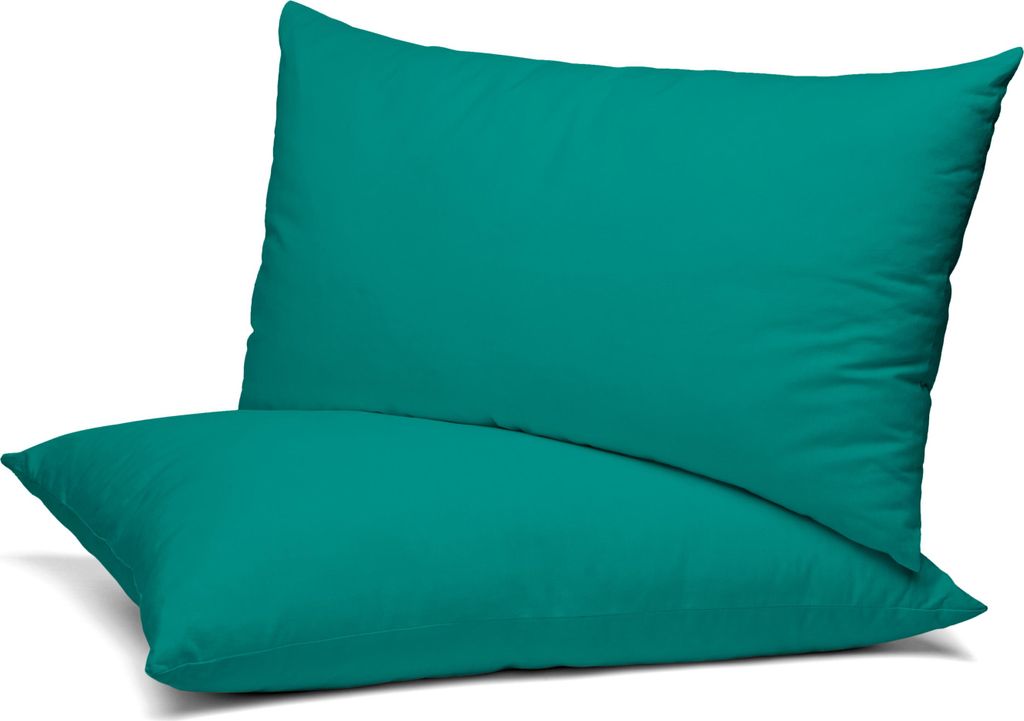 BEAUTEX 2er Set Kissenbezug, Kissenhülle aus gekämmter Baumwolle, Premium Jersey 160g/m², Größe und Farbe wählbar,Petrol,40x40cm