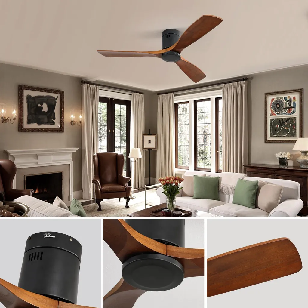 Ventilateur de plafond noir 30W avec télécommande basse consommation - 5