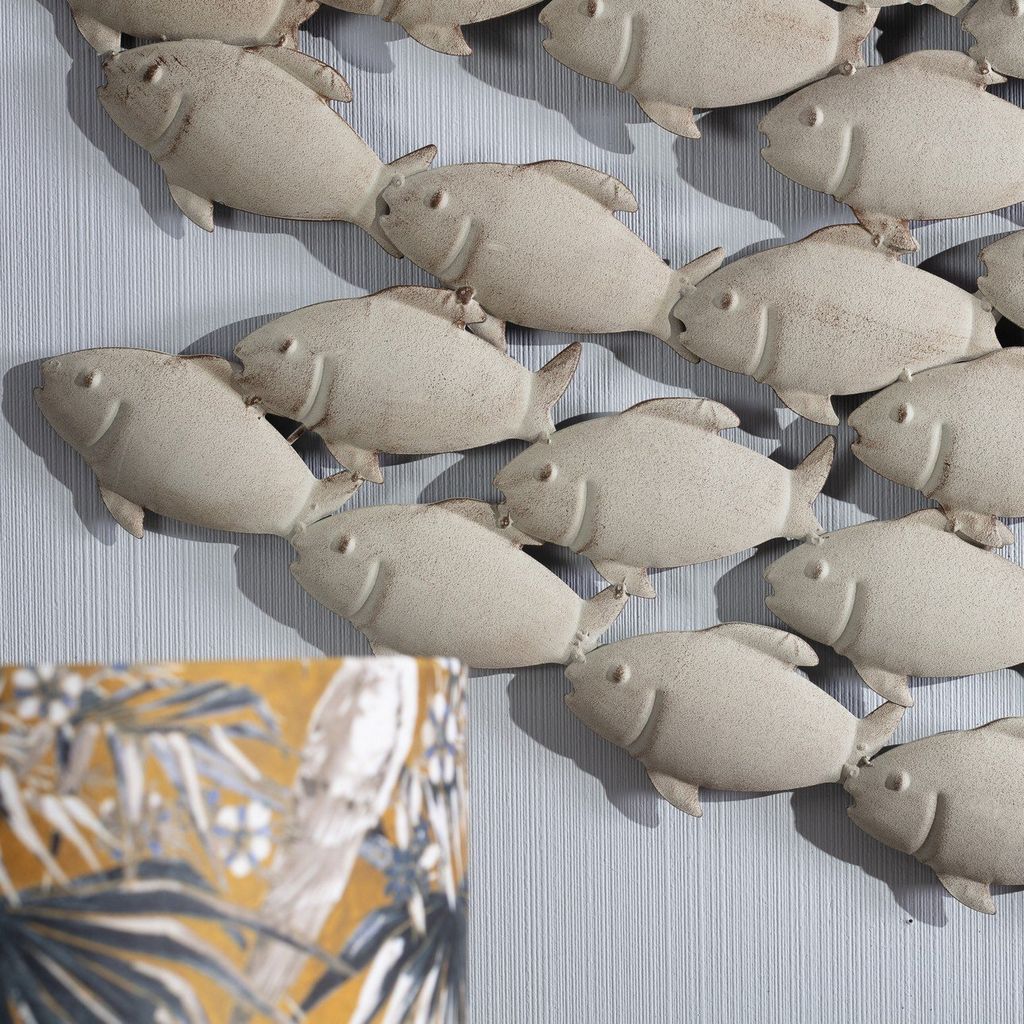 Wandobjekt Wandbild Wanddeko Fischschwarm grau Eisen L 97 Produktbild 12