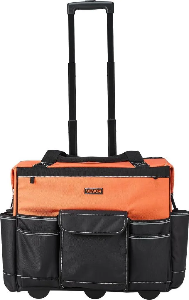 Valise à outils souple à roulettes - Rangement 27 poches renforcées