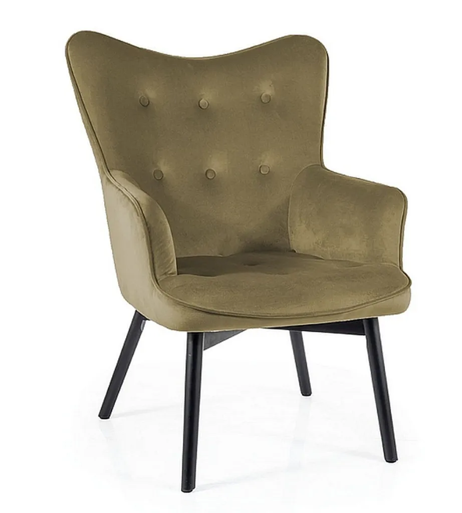Fauteuil tapissé KAYLAN bicolore olive : assise ergonomique et durable