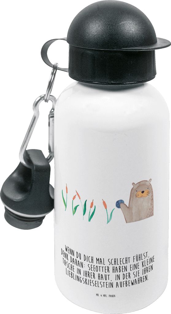 Mr. & Mrs. Panda Trinkflasche Otter Stein - Weiß - Geschenk, Wasserflasche, Fischotter, Witzige Fakten, Sportflasche, Fun Facts, Pflanzen, Kita, S...
