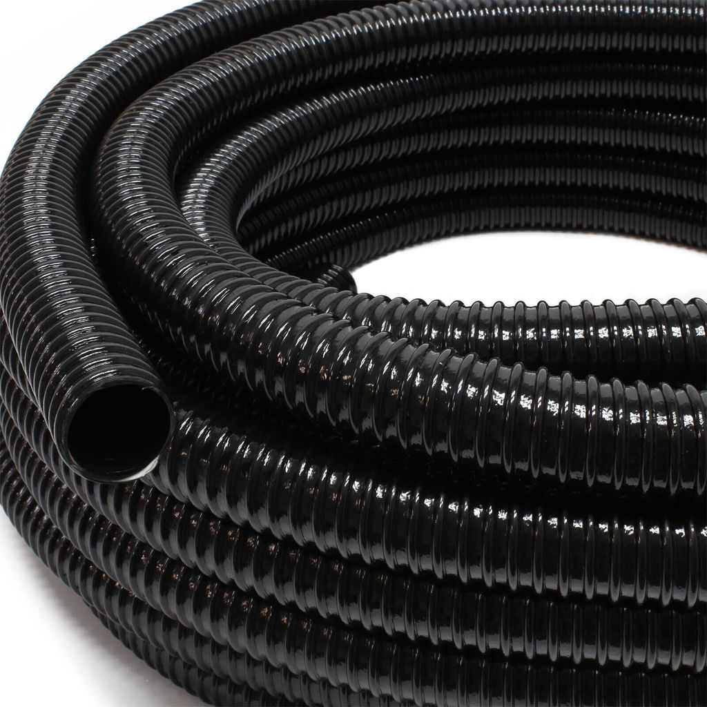 Wiltec Flexibler Förderschlauch 10m Spiralschlauch 50mm (2") schwarz mit Verstärkungsspirale Bewässerung Wasser Teich