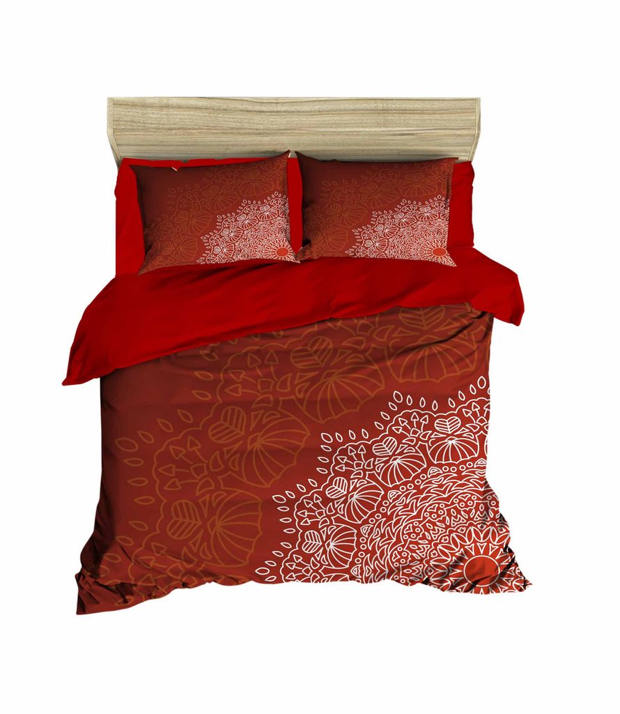 L'Essentiel Linge de Maison, Adal- PRL6129, rot,Weiß,Braun, Bettdecken, Oberseite der Bettdecke und Kissenbezug: 100% Polyestermikrosatin