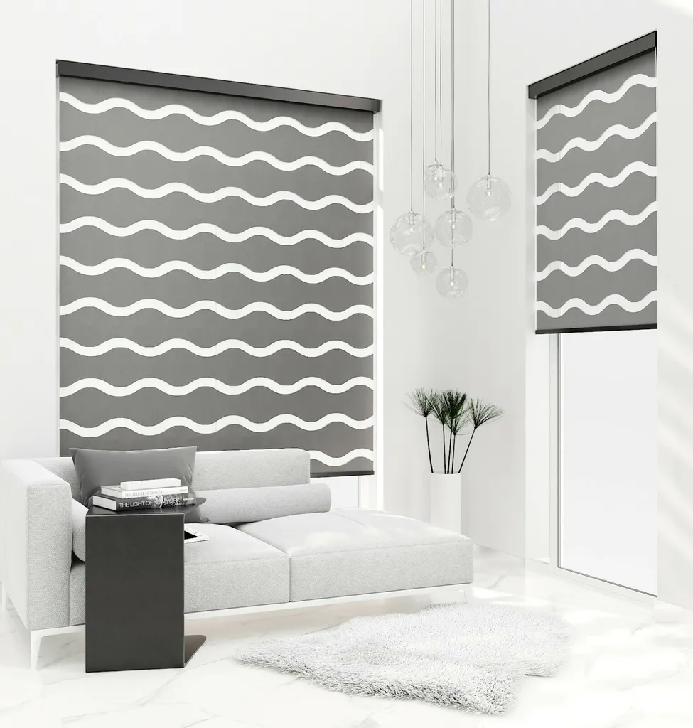 Store Enrouleur Jour Nuit Premium Welle Grafit avec Cassette 60x150cm