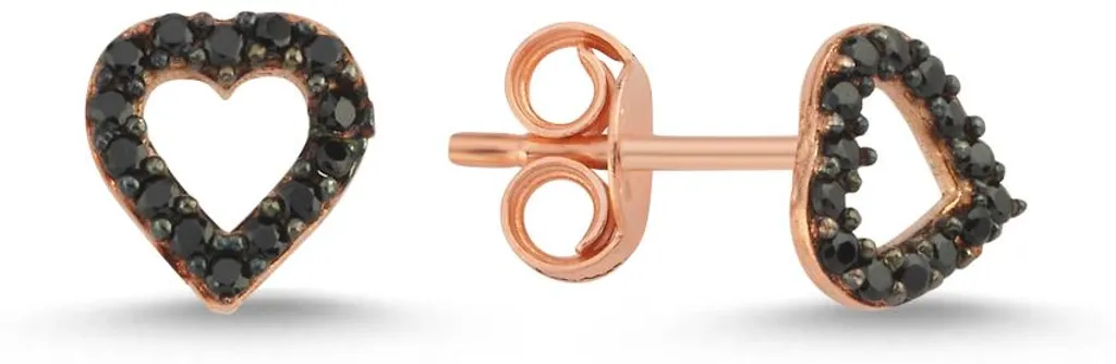 Boucles d'oreilles cœur argent 925 et or rose pour cadeau romantique