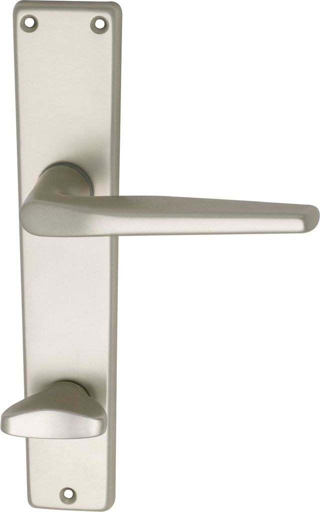 Türbeschlag WG 2000 | Türgriff für Innentür auf Schild WC 90 |Aluminium neusilber