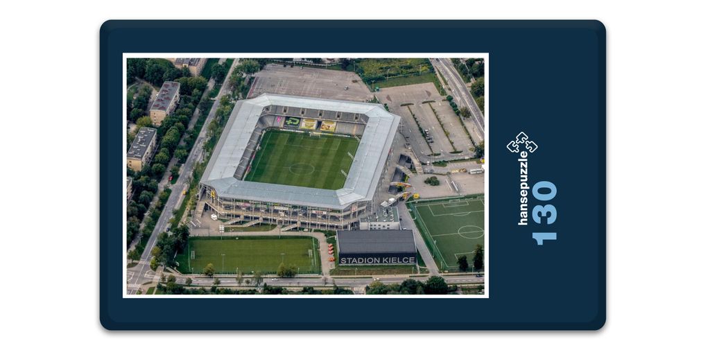 hansepuzzle 17176 - Stadion Kielce Puzzle, 130 Teile, Orte, 28,7 x 20,0cm mit hochwertiger Aufbewahrung, Kartonbox und wiederverschließbarem Beutel