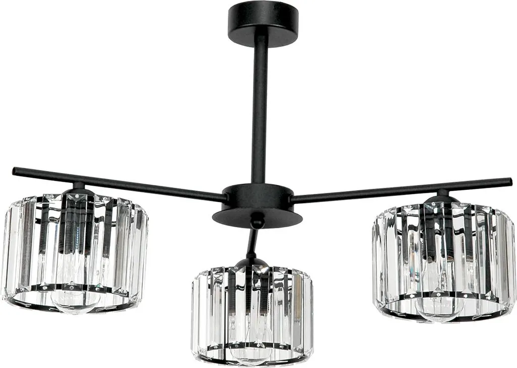 Luminaire de Plafond Classique Noir et Cristaux APULLA pour le Salon